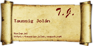 Taussig Jolán névjegykártya